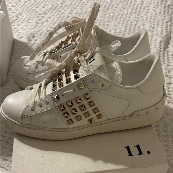 Valentino White Studded Women's Sneakers - Picture 9 of 12